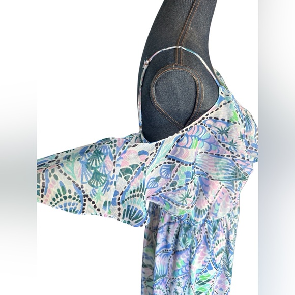Lilly Pulitzer Zadie Maxi Dress Tails Of The Sea Purple Blue Green Size Large - Picture 10 of 13